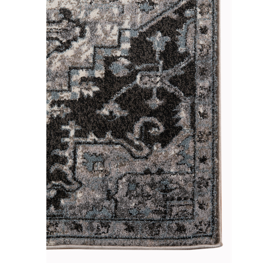 2' X 3' Black and Gray Medallion Power Loom Area Rug