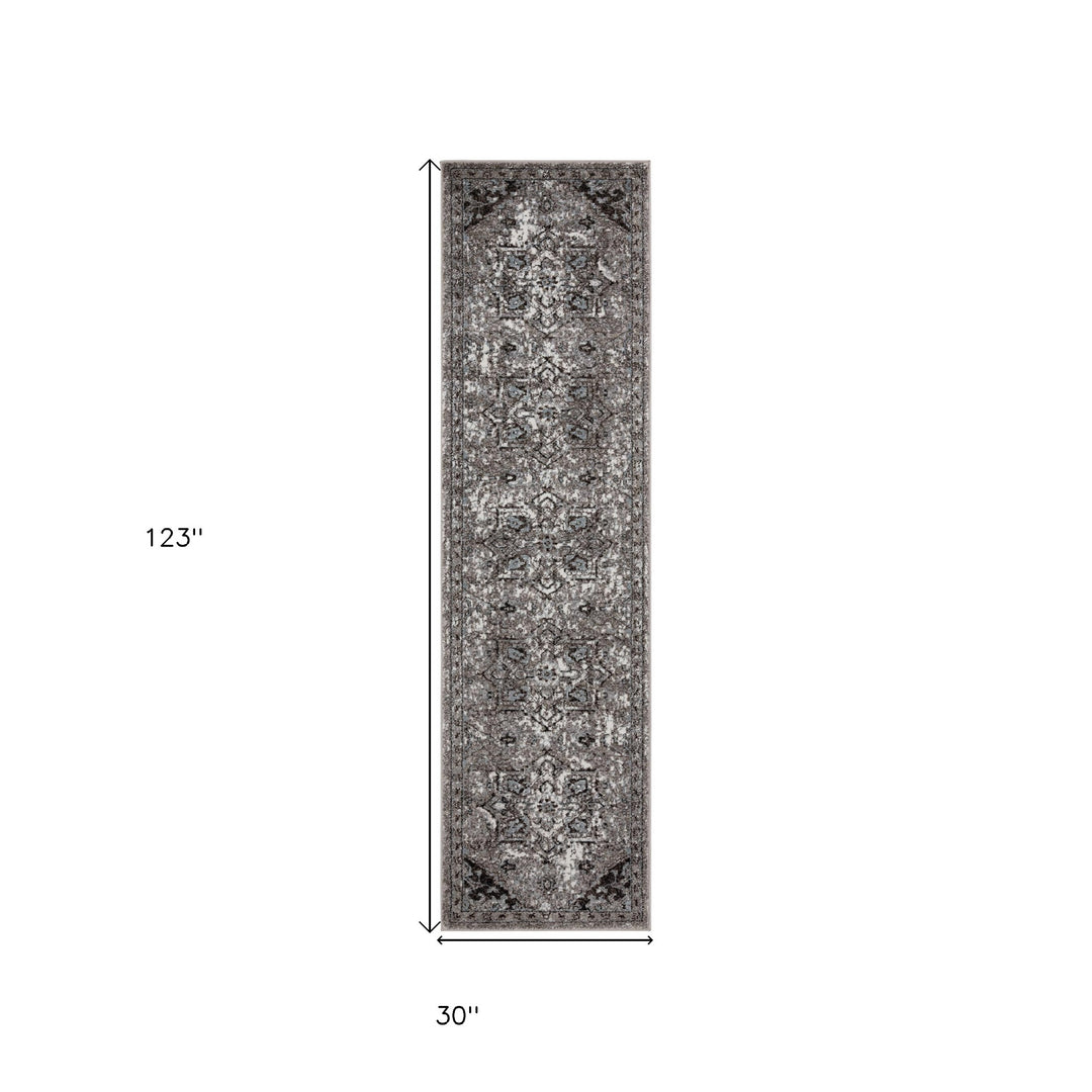 2' X 3' Black and Gray Medallion Power Loom Area Rug