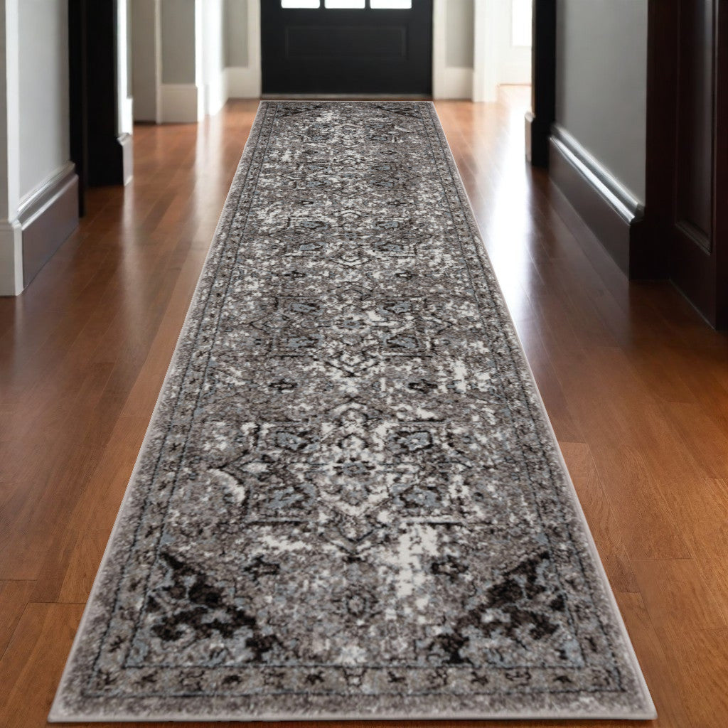 2' X 3' Black and Gray Medallion Power Loom Area Rug