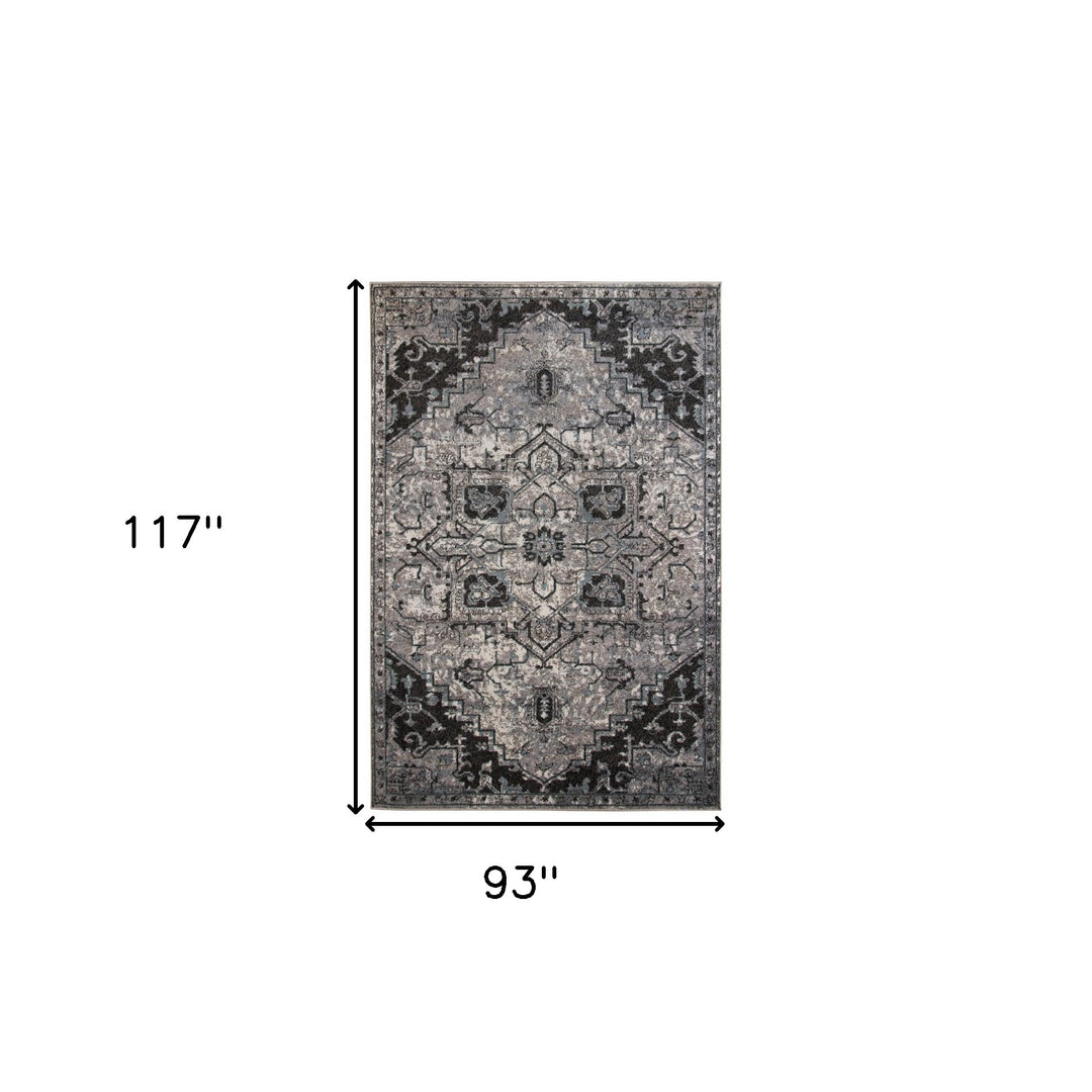 2' X 3' Black and Gray Medallion Power Loom Area Rug