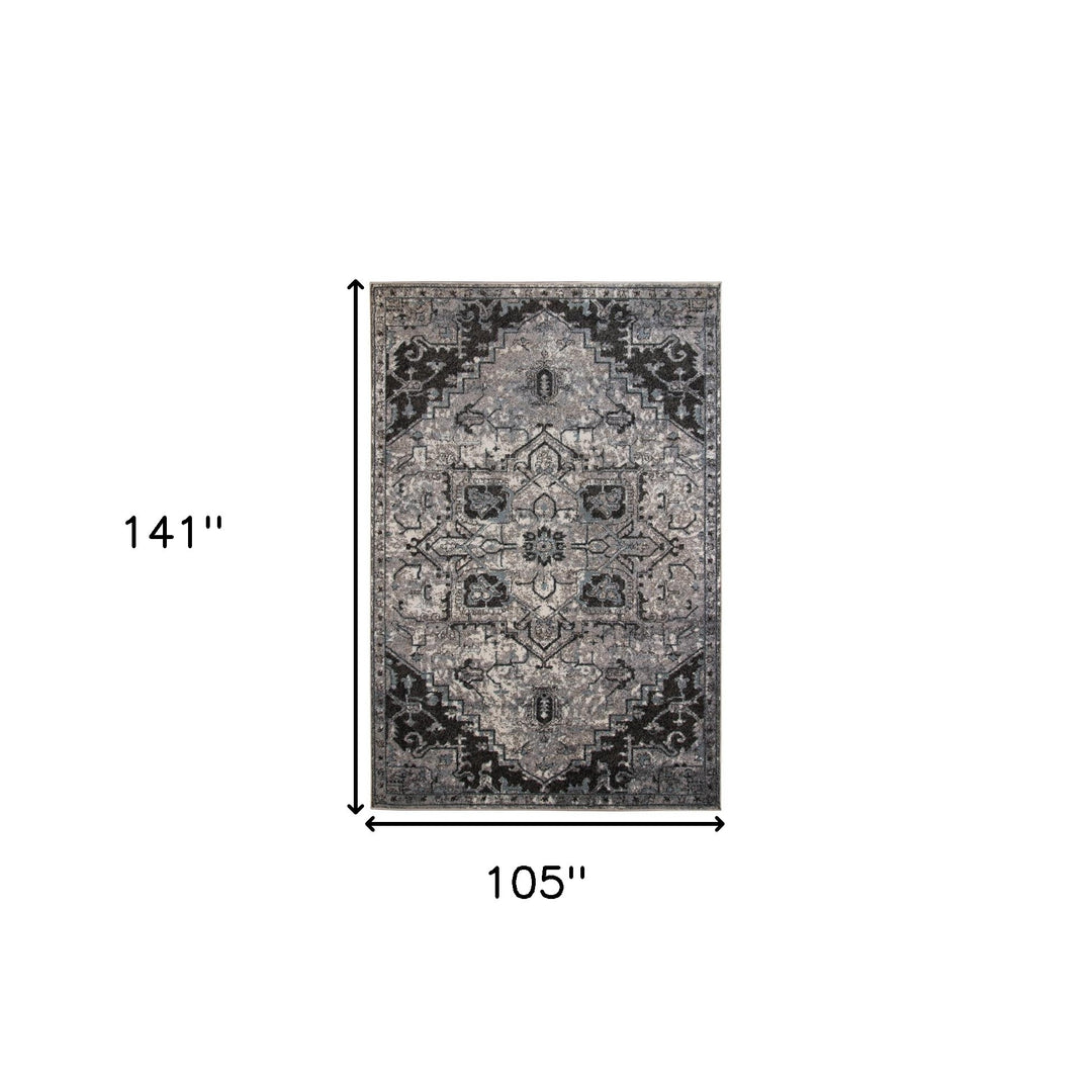 2' X 3' Black and Gray Medallion Power Loom Area Rug