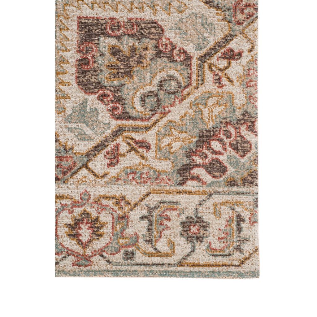 2' X 3' Beige and Rust Medallion Power Loom Area Rug