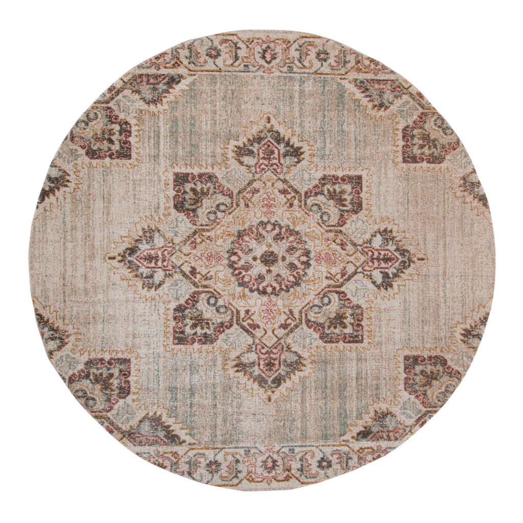 2' X 3' Beige and Rust Medallion Power Loom Area Rug