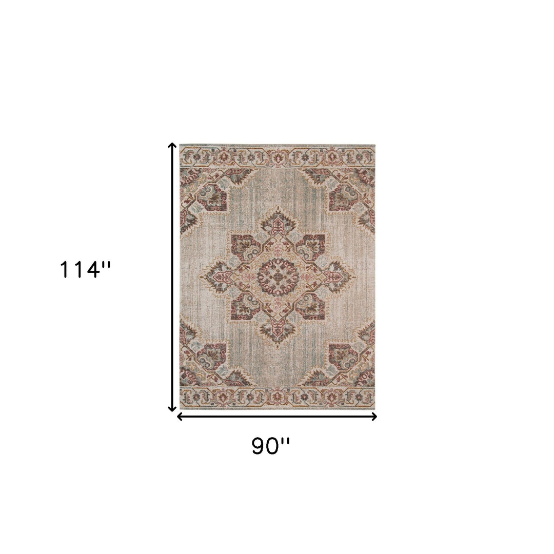 2' X 3' Beige and Rust Medallion Power Loom Area Rug