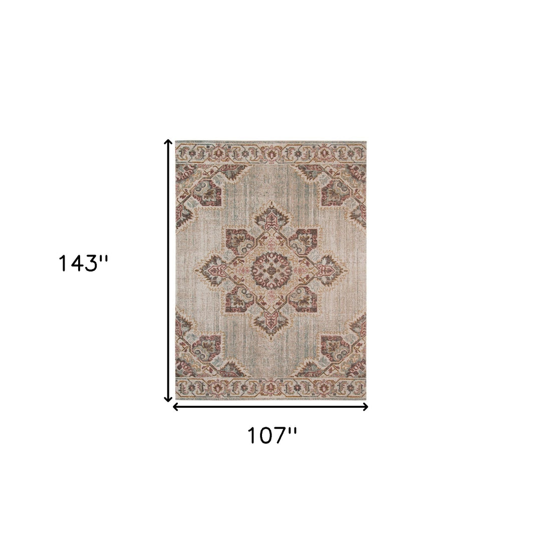 2' X 3' Beige and Rust Medallion Power Loom Area Rug