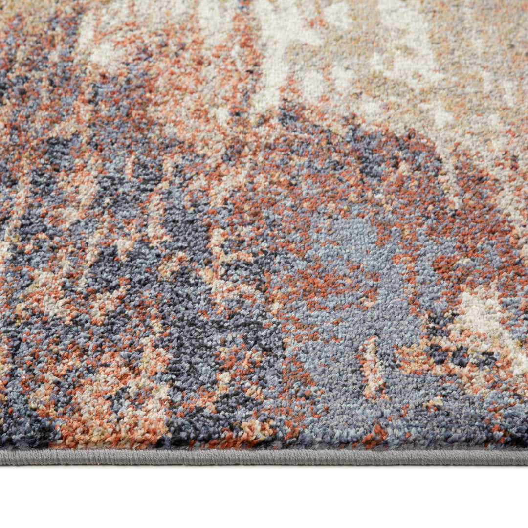 2' X 3' Beige Rust and Blue Abstract Power Loom Area Rug