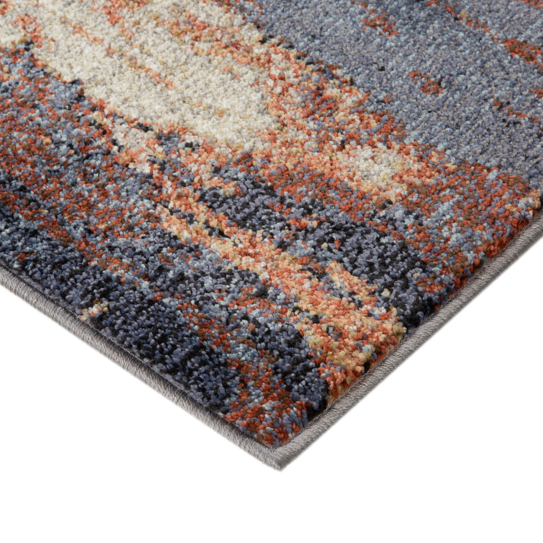 2' X 3' Beige Rust and Blue Abstract Power Loom Area Rug