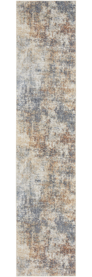 10' Runner Cream Abstract Power Loom Runner Rug