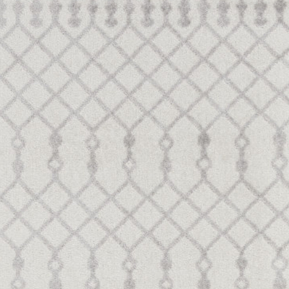 12' Runner Gray and Ivory Moroccan Power Loom Washable Runner Rug