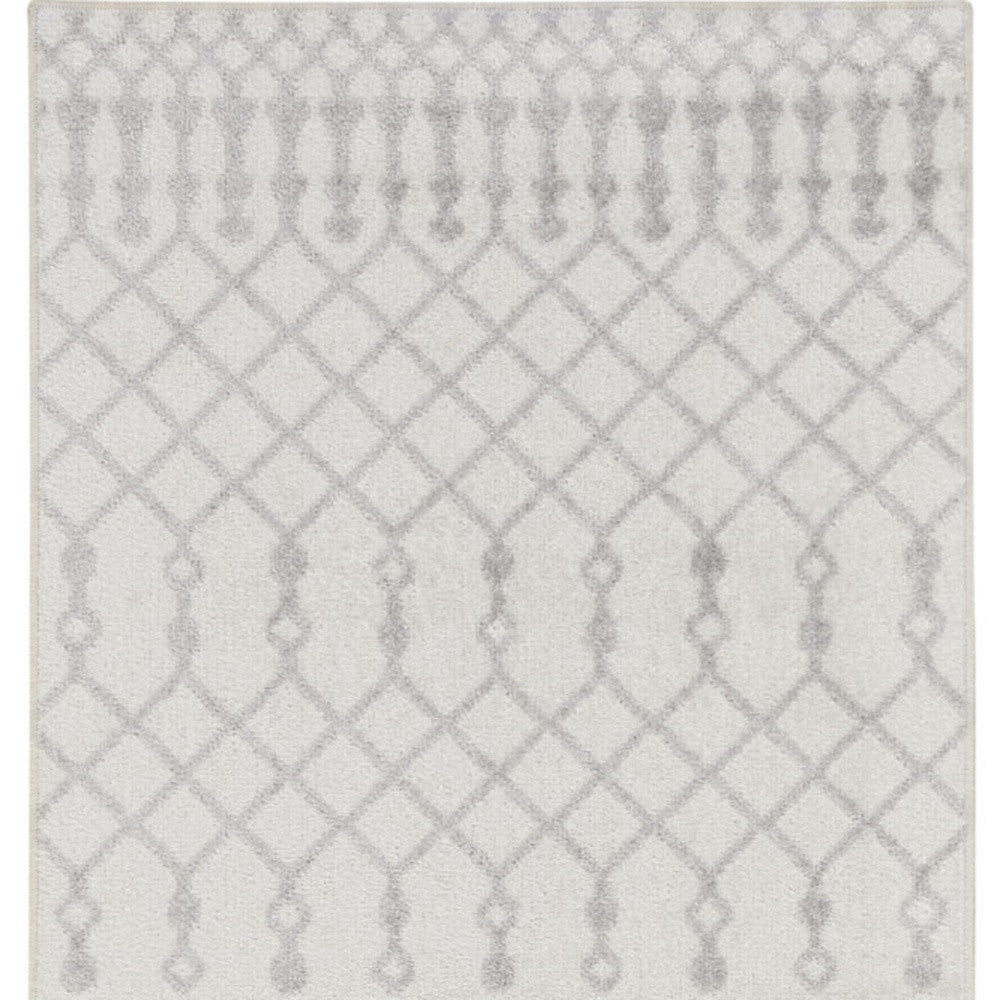 8' Runner Cream Moroccan Power Loom Runner Rug