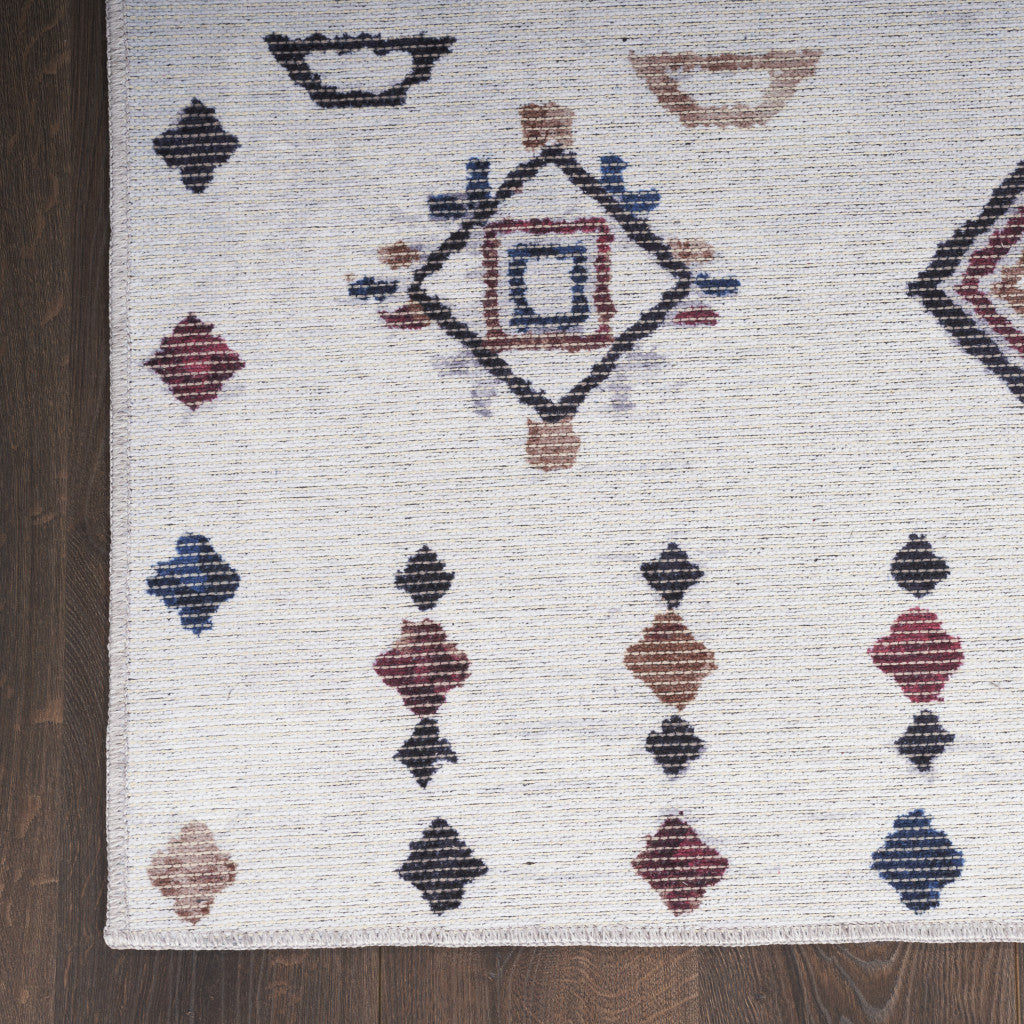 5' X 7' Gray and Brown Geometric Power Loom Washable Area Rug