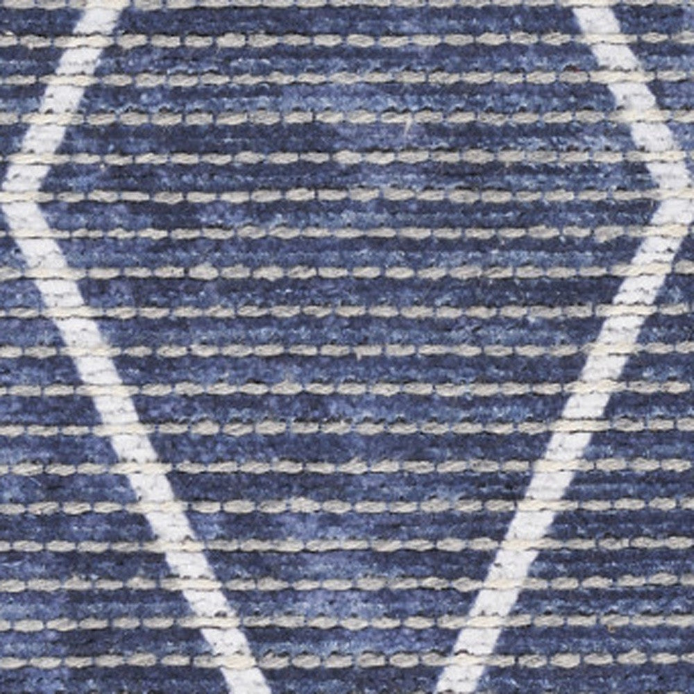 10' Runner Blue Geometric Power Loom Washable Runner Rug