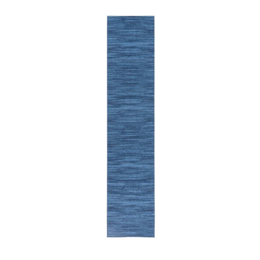 10' Runner Blue Abstract Power Loom Washable Non Skid Runner Rug