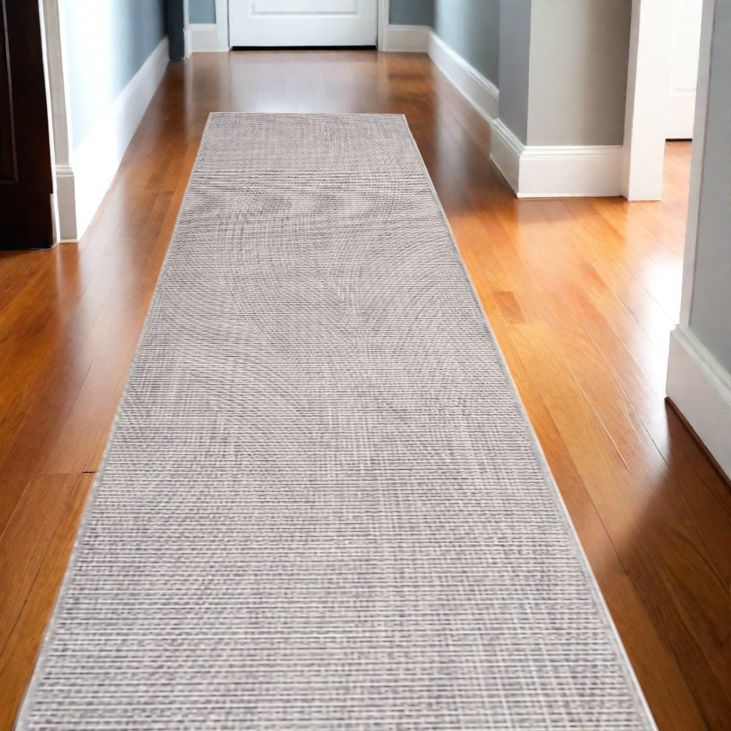 10' Runner Cream Abstract Power Loom Washable Non Skid Runner Rug