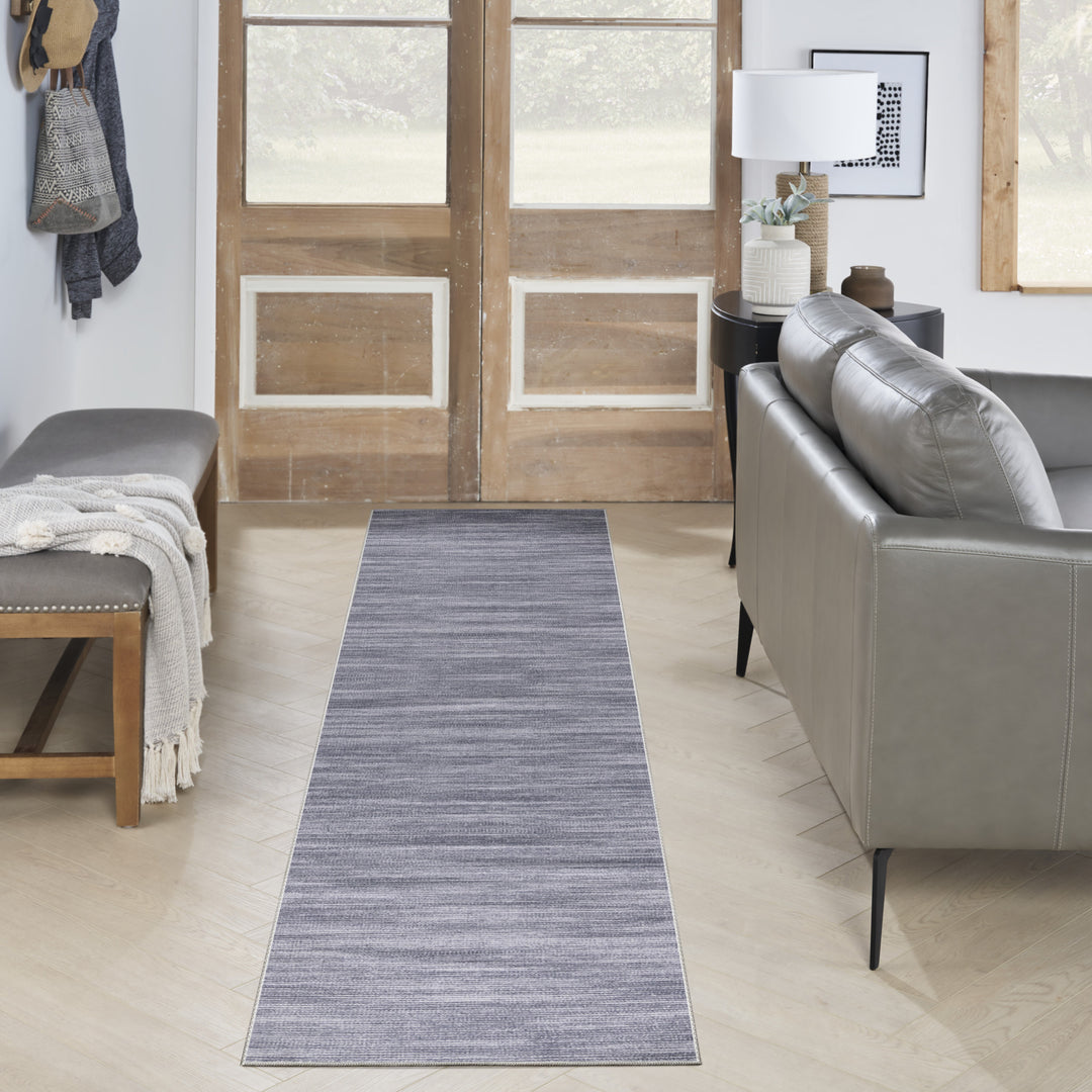 10' Runner Gray Abstract Power Loom Washable Non Skid Runner Rug