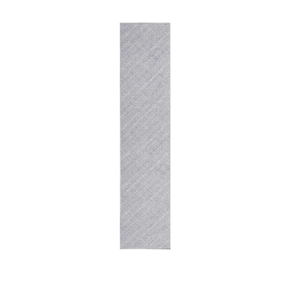 10' Runner Gray Abstract Power Loom Washable Non Skid Runner Rug