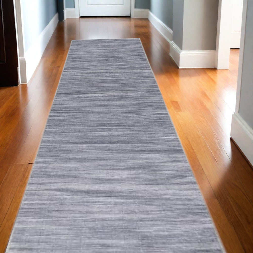 10' Runner Gray Abstract Power Loom Washable Non Skid Runner Rug