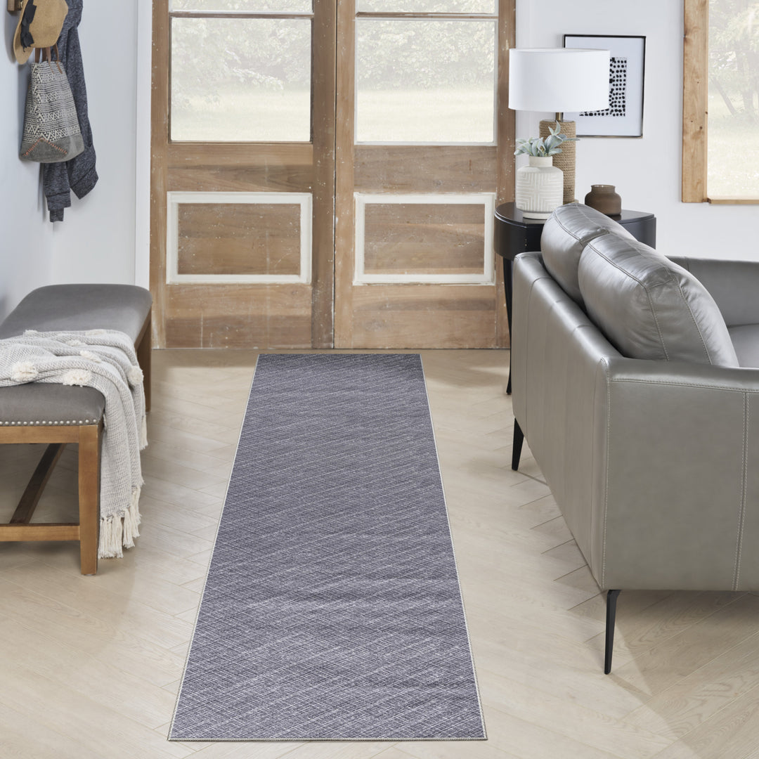 10' Runner Gray Abstract Power Loom Washable Non Skid Runner Rug