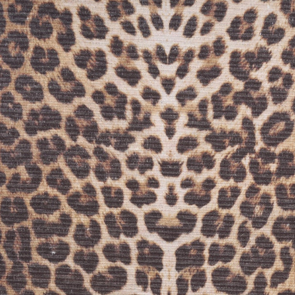 10' Runner Brown Leopard Print Power Loom Washable Non Skid Runner Rug