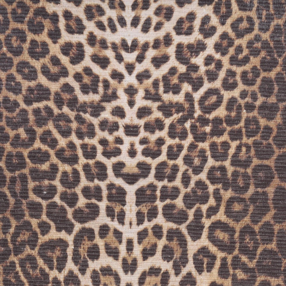 10' Runner Brown Leopard Print Power Loom Washable Non Skid Runner Rug