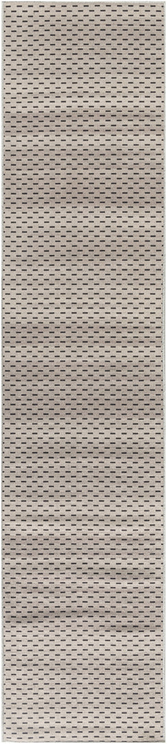 10' Runner Beige and Black Geometric Power Loom Washable Non Skid Runner Rug