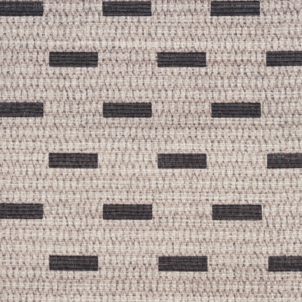 10' Runner Beige and Black Geometric Power Loom Washable Non Skid Runner Rug