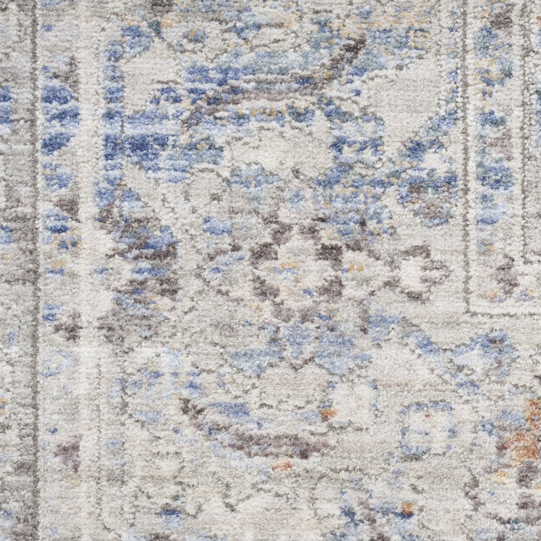 12' Gray and Gold Oriental Power Loom Distressed Runner Rug