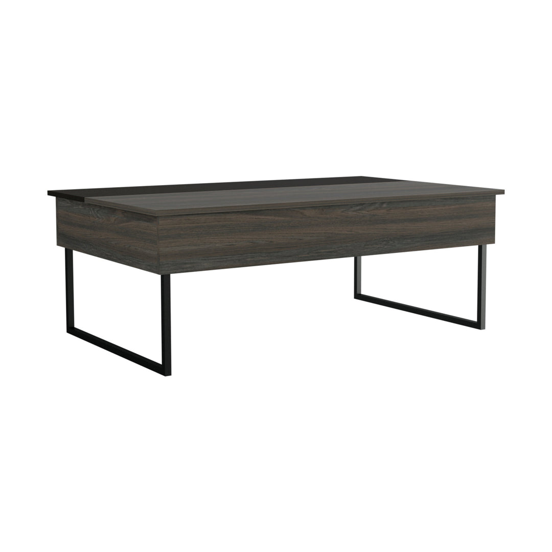 49-Inch Espresso And Black Wood And Metal Lift Top Coffee Table