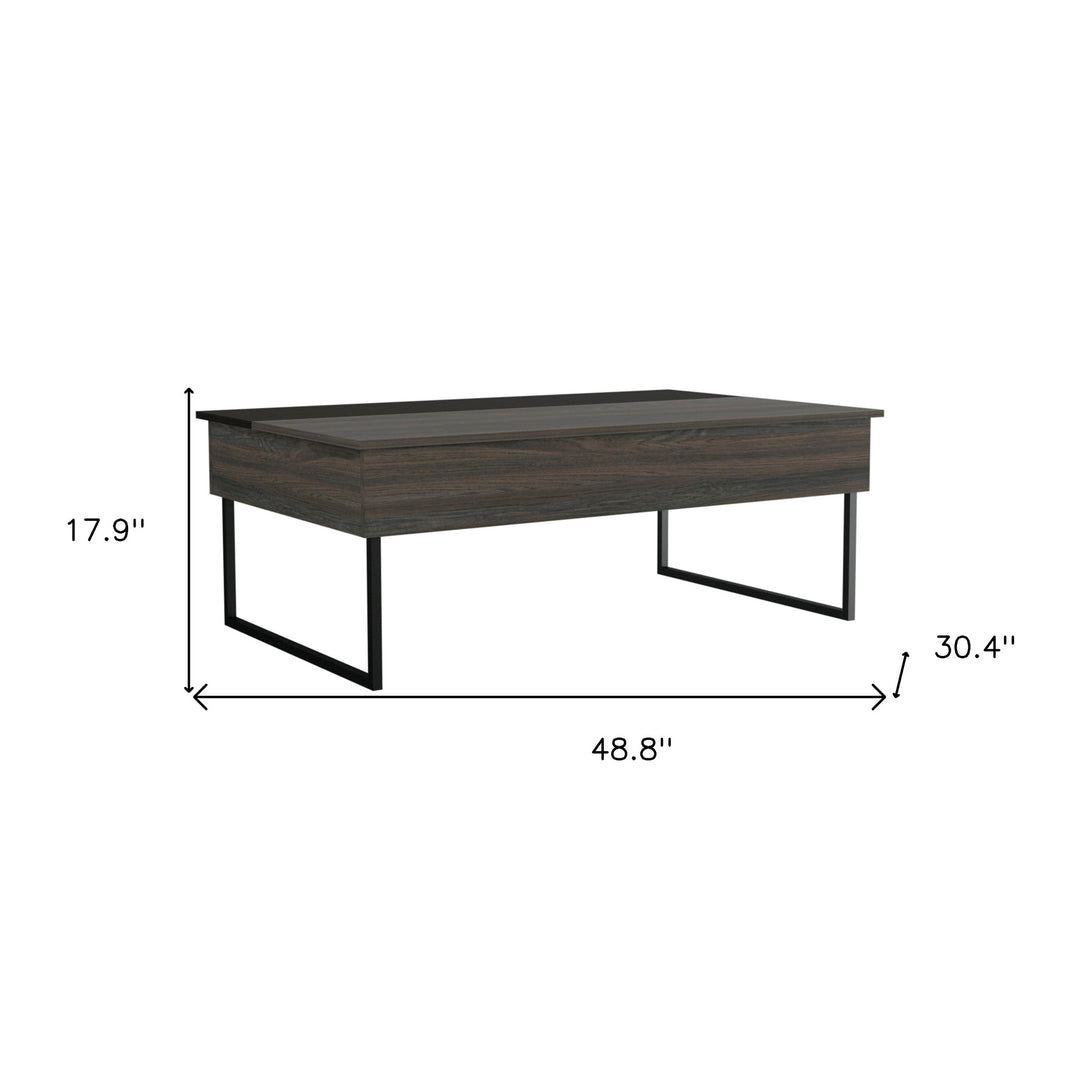 49-Inch Espresso And Black Wood And Metal Lift Top Coffee Table