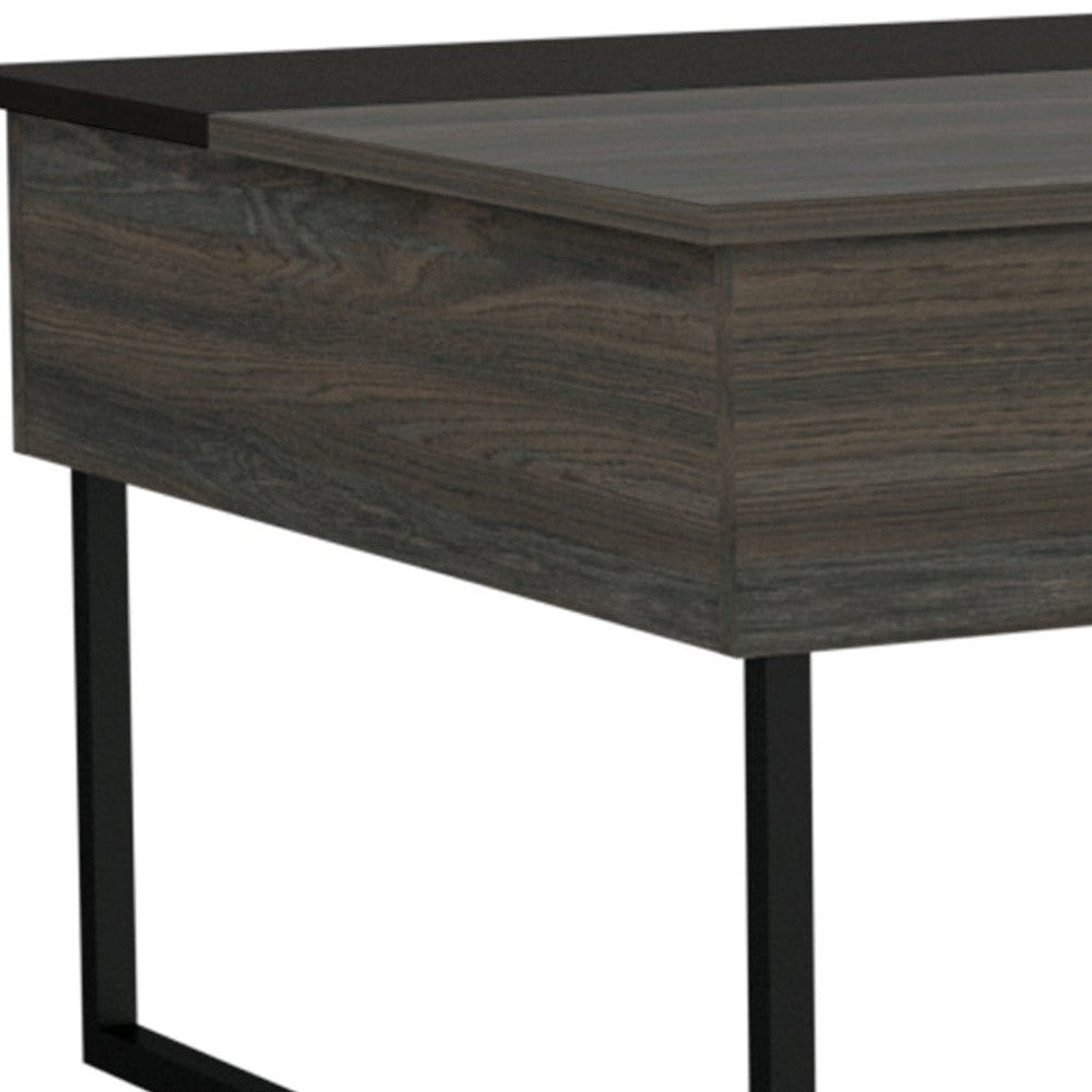 49-Inch Espresso And Black Wood And Metal Lift Top Coffee Table