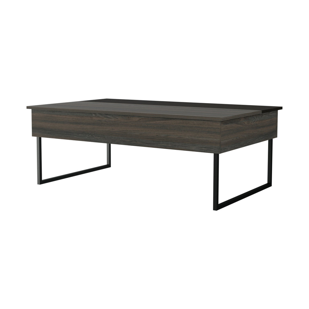 49-Inch Espresso And Black Wood And Metal Lift Top Coffee Table