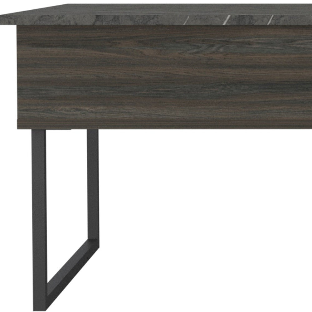 41" Espresso And Black Wood And Metal Lift Top Coffee Table With Shelf