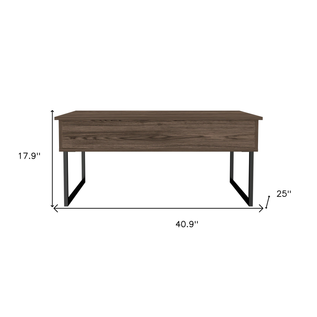 41-Inch Brown and Black Lift Top Coffee Table