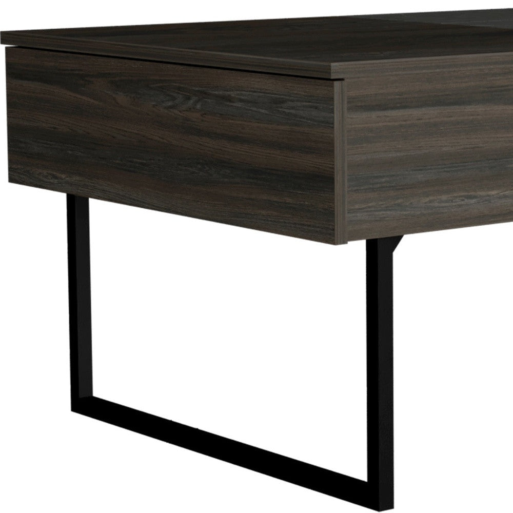 39" Espresso And Black Lift-Top Coffee Table with Drawer