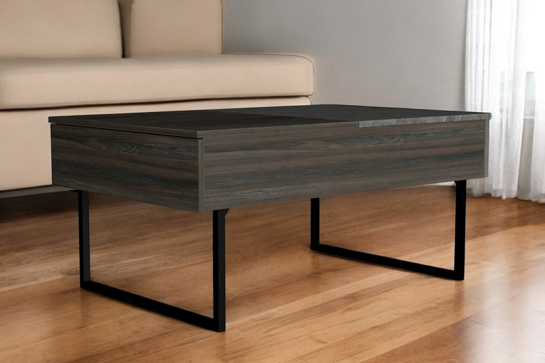 39" Espresso And Black Lift-Top Coffee Table with Drawer