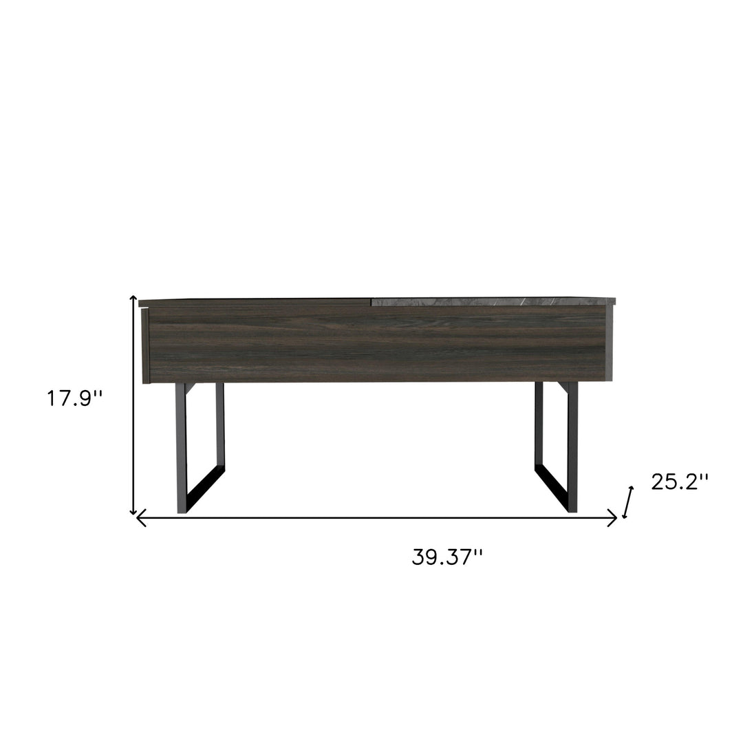 39" Espresso And Black Lift-Top Coffee Table with Drawer