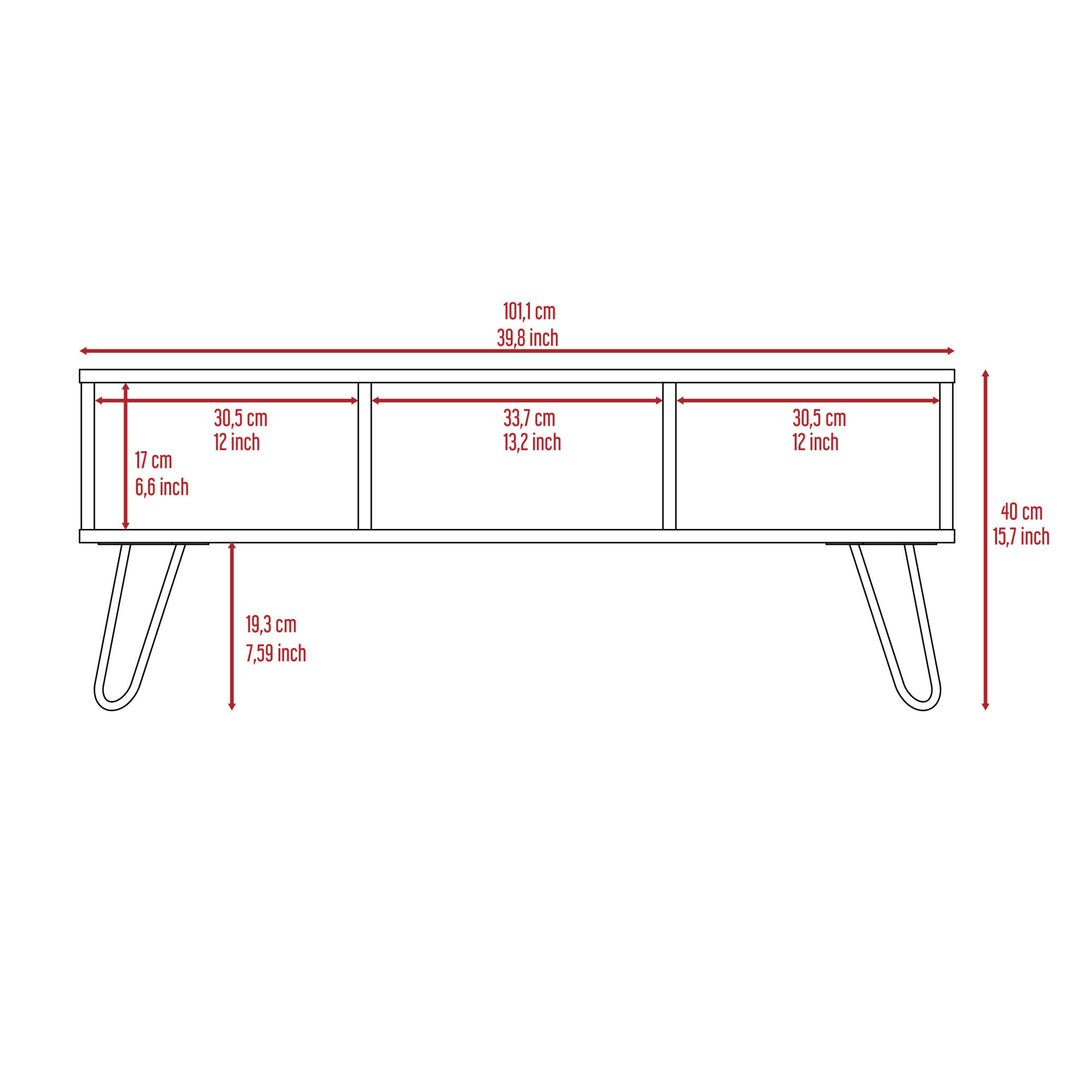 40" Espresso And Black Wood And Metal Coffee Table With Shelf