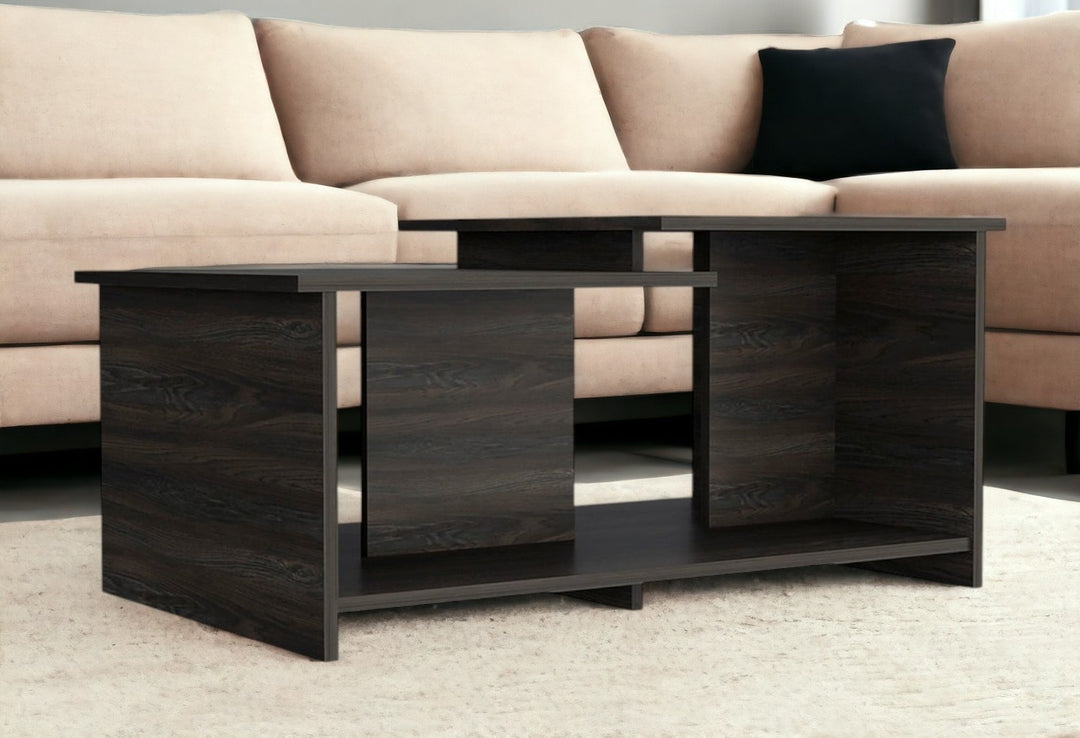 35" Espresso Wood Coffee Table With Shelf