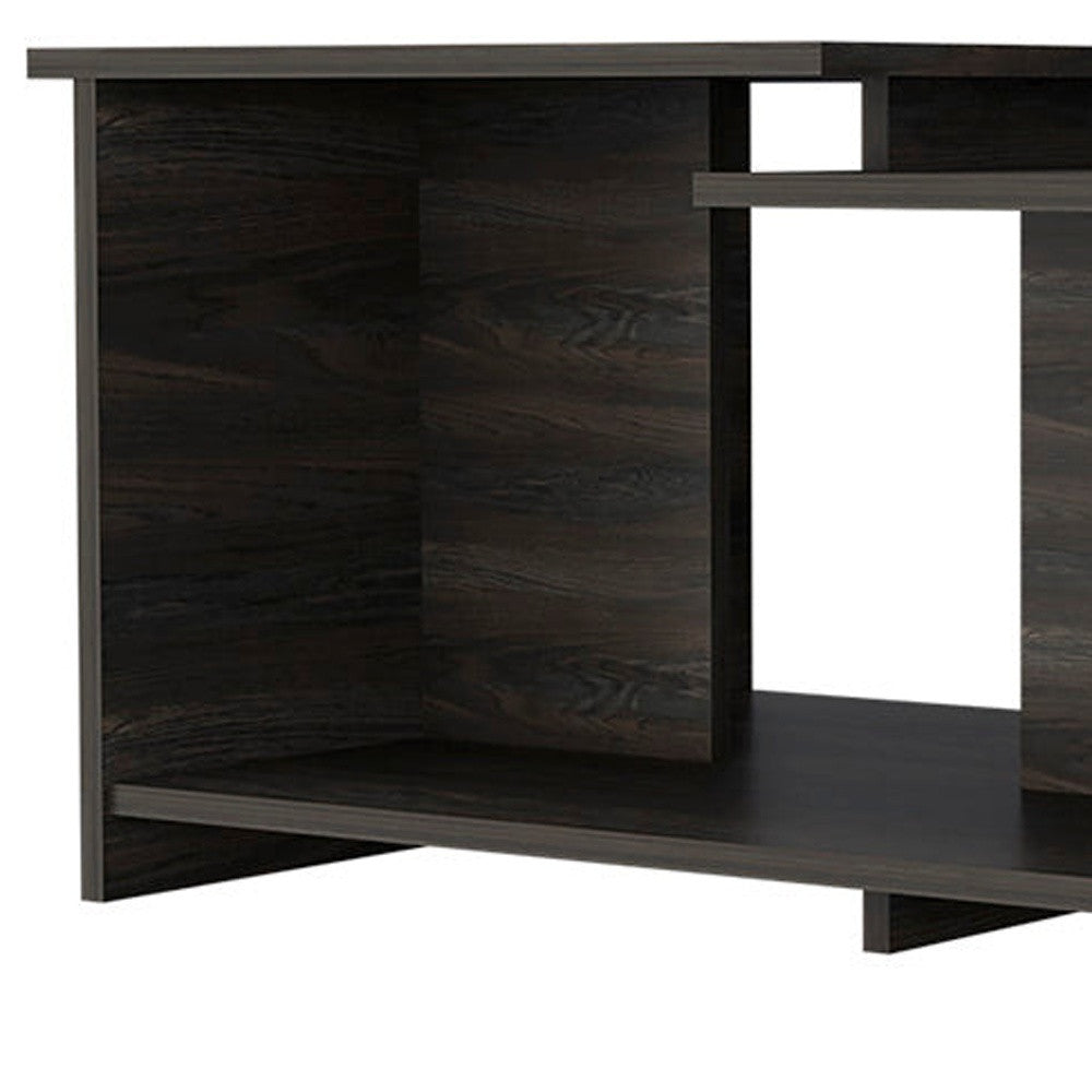 35" Espresso Wood Coffee Table With Shelf