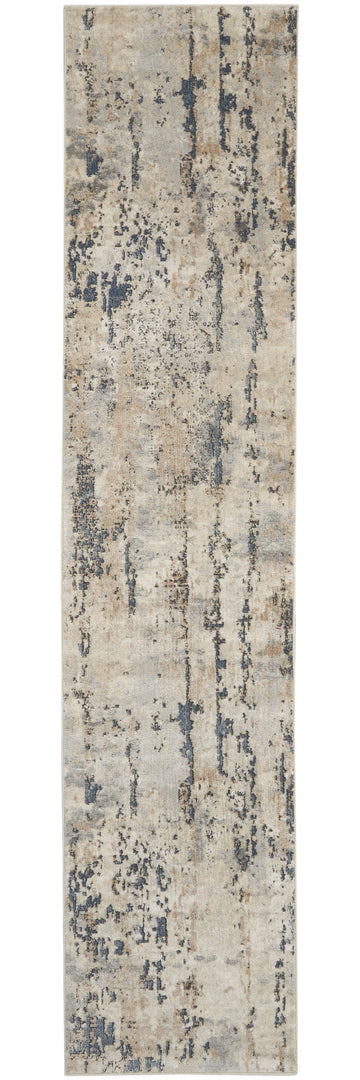 16' Runner Beige and Gray Abstract Power Loom Runner Rug