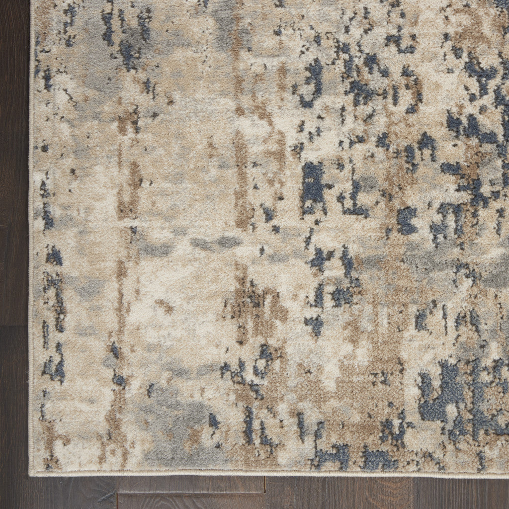 10' Beige and Gray Square Abstract Power Loom Area Rug