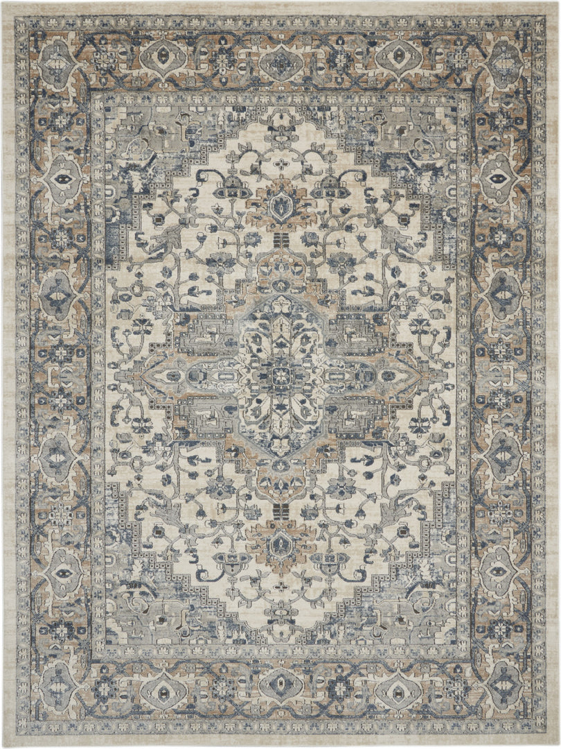 12' X 15' Ivory and Gray Medallion Power Loom Area Rug