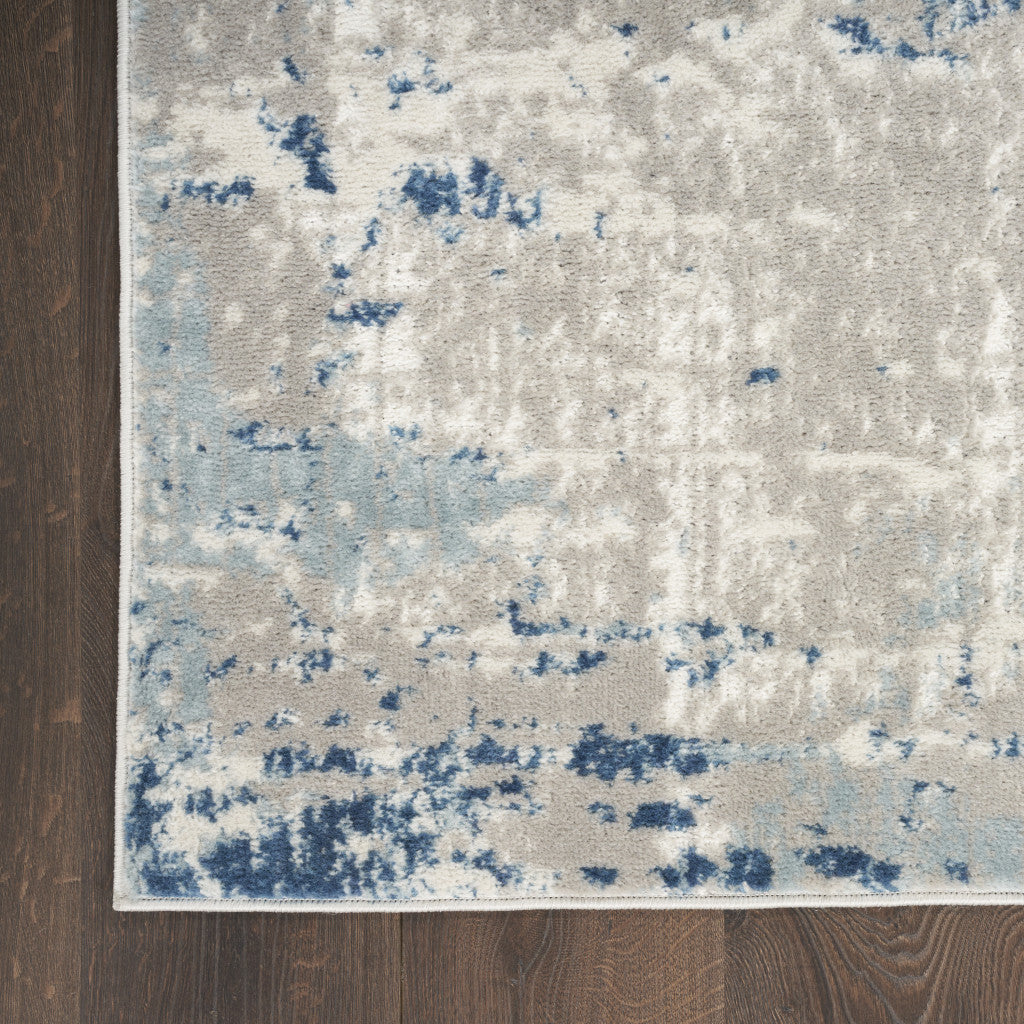 10' Gray and Ivory Square Abstract Power Loom Area Rug