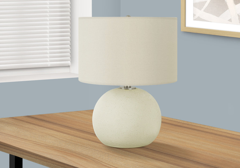 18" Cream Ceramic Round Table Lamp With Cream Drum Shade