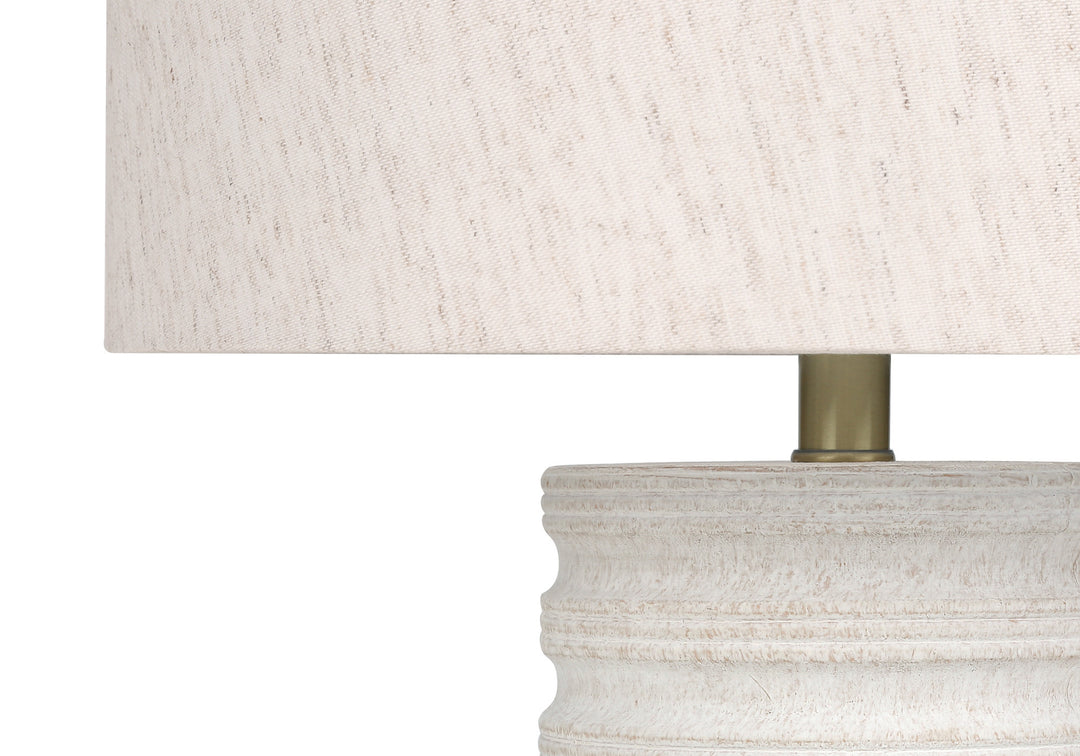 28" Cream Cylinder Table Lamp With Cream Drum Shade