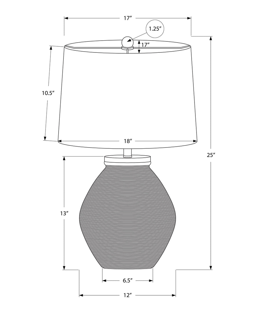 25" Cream Concrete Round Table Lamp With Beige Drum Shade