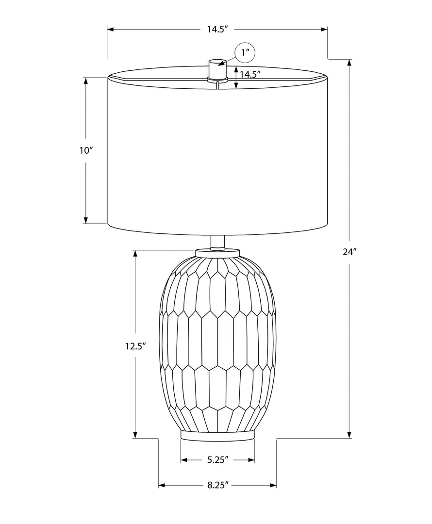 24" Cream Geometric Table Lamp With Cream Drum Shade