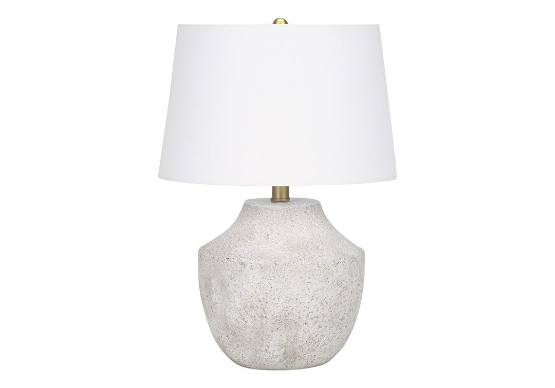 20" Cream Concrete Urn Table Lamp With Cream Empire Shade