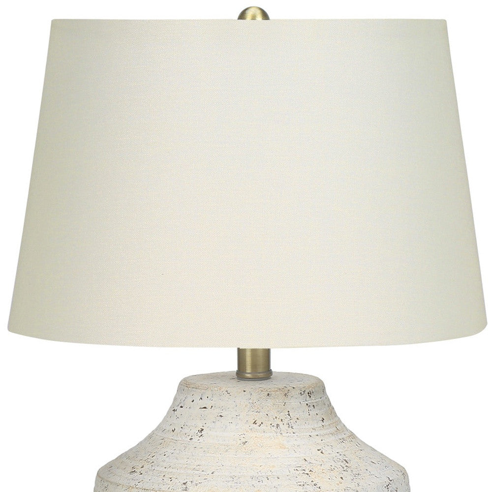 20" Cream Concrete Urn Table Lamp With Cream Empire Shade