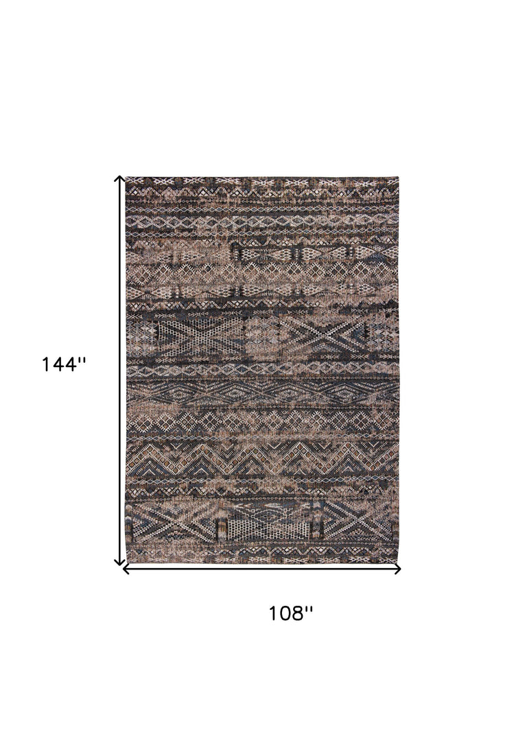 9' X 13' Gray and Beige Oriental Non Skid Area Rug